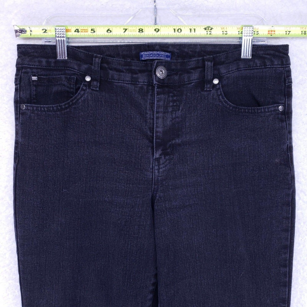 Bandolino Black Stretch Flap Pockets Womens Size 12 Mid Rise Denim Casual Pants - Picture 2 of 9